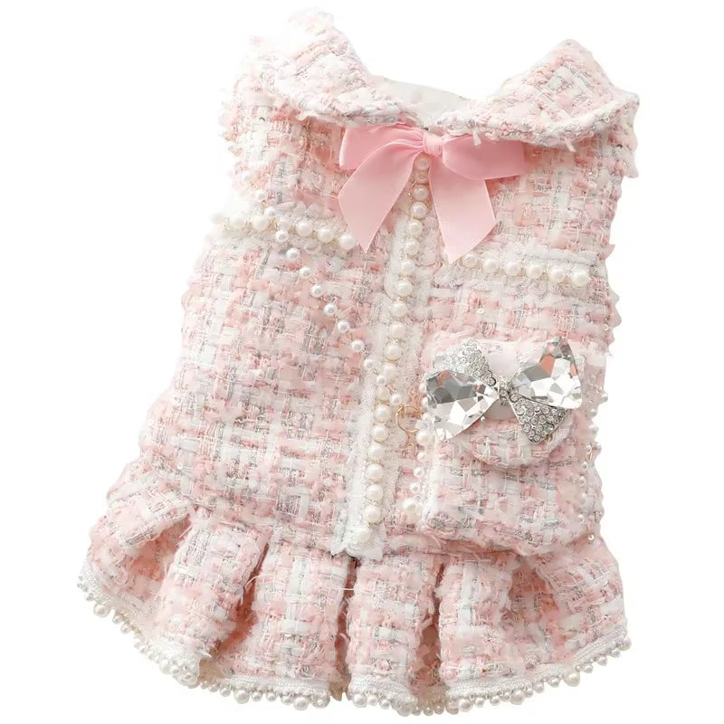 NEW Winter Cat Dog Dress Luxury Princess Wedding Puppy Costume Pomeranian Poodle Schnauzer Doggie Apparel Dresses with Dog Bag
