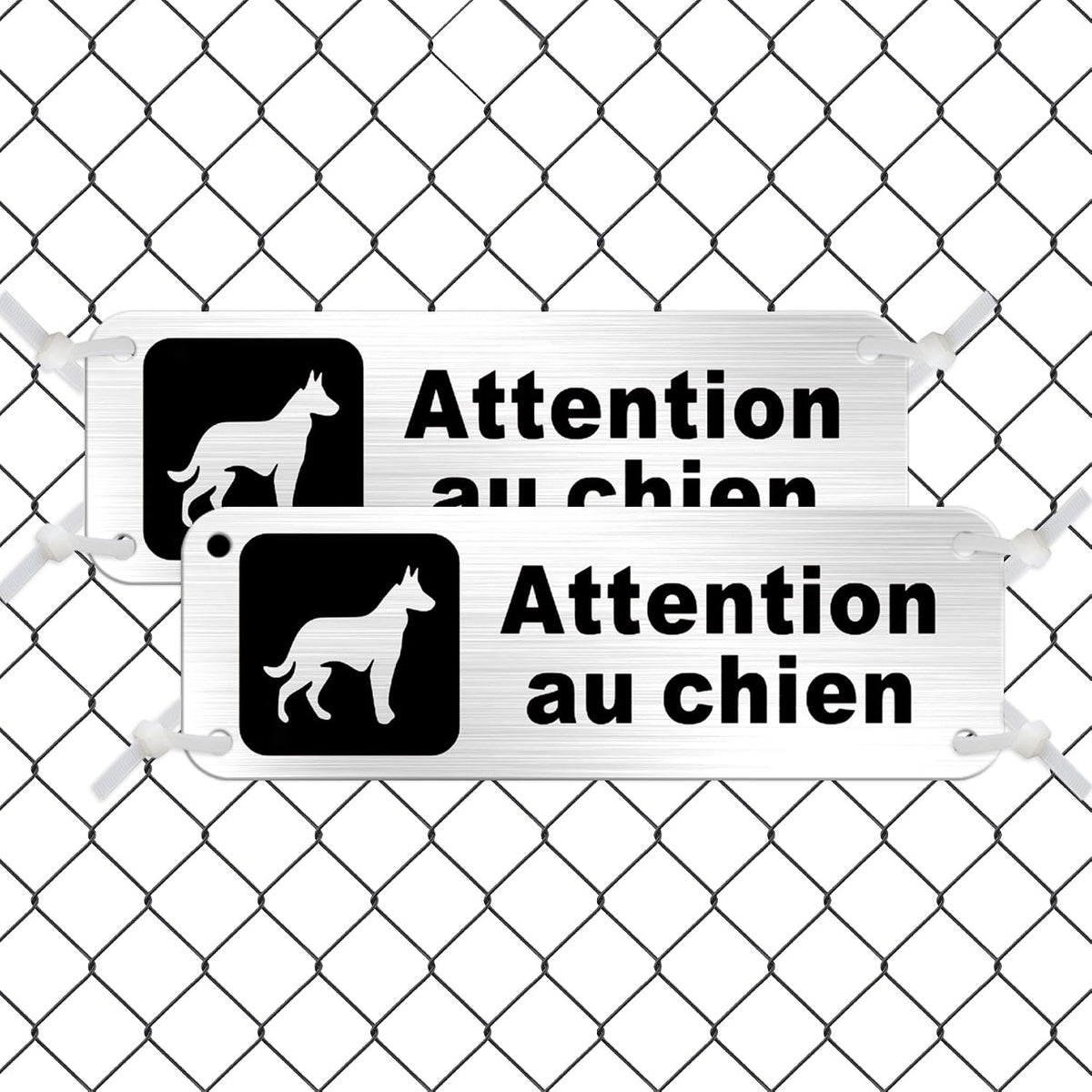 Plaque Attention Chien 15X5Cm - Adhésif Inclus 2 Pièces